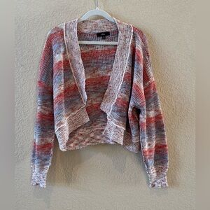 Lulus Uniquely Cozy Ivory Multi Slub Knit Cardigan Sweater, Size Medium